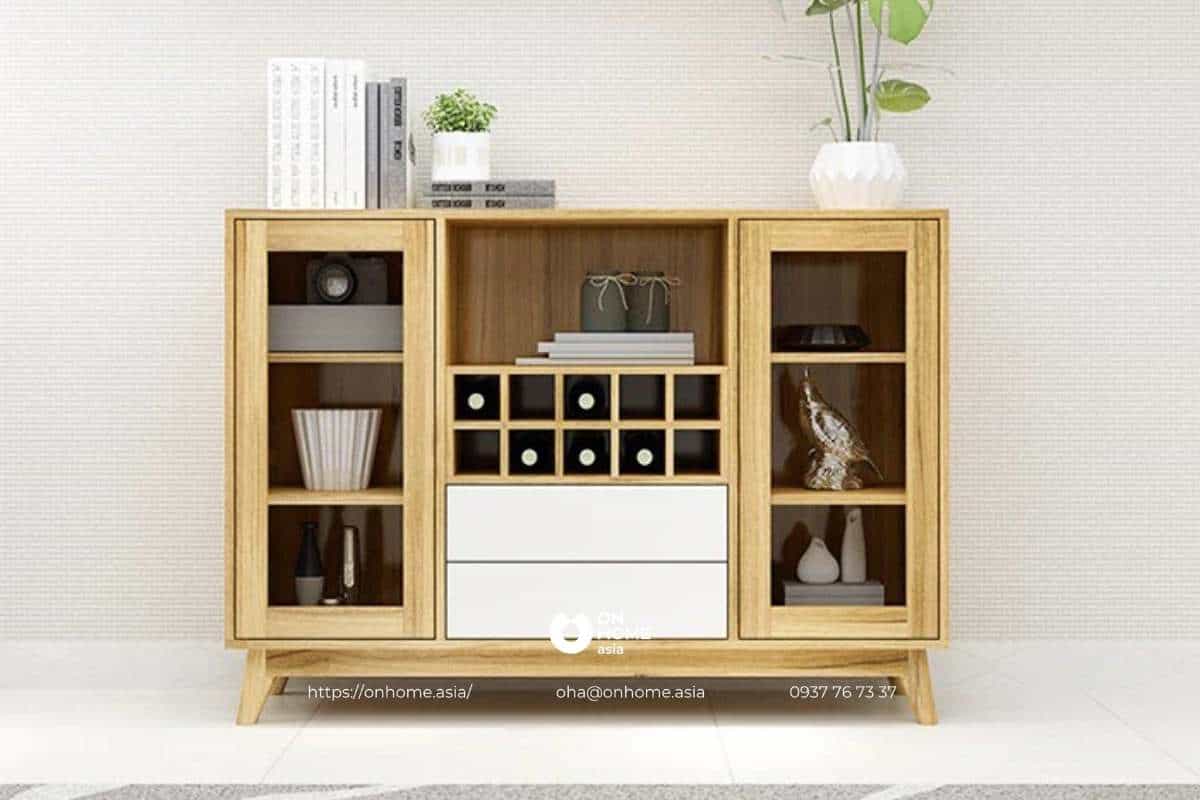 Tủ rượu bằng gỗ công nghiệp nhỏ gọn phong cách Bắc Âu
