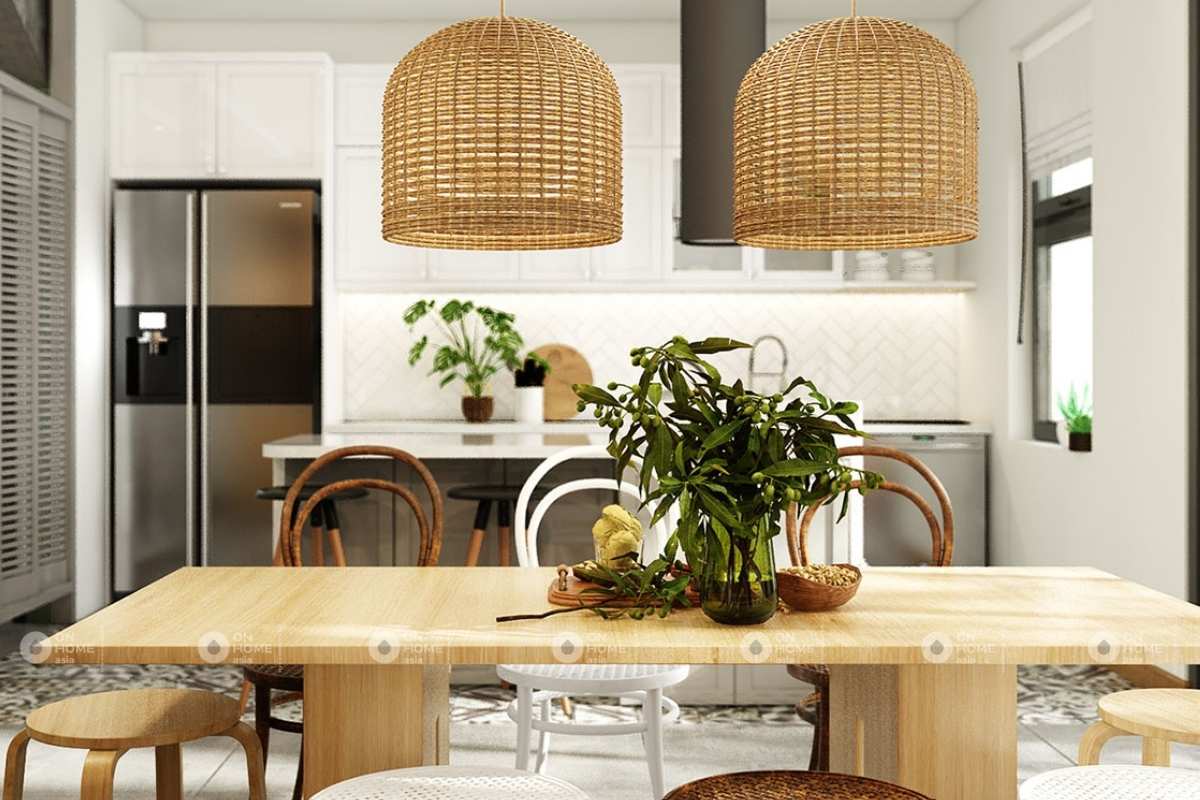 Phòng ăn nội thất nhà phố phong cách Mộc