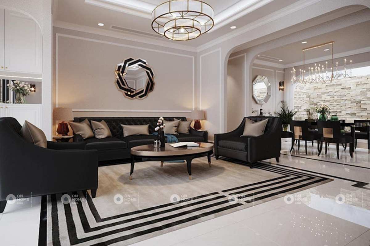 Phòng khách nội thất nhà phố đẹp phong cách Châu Âu
