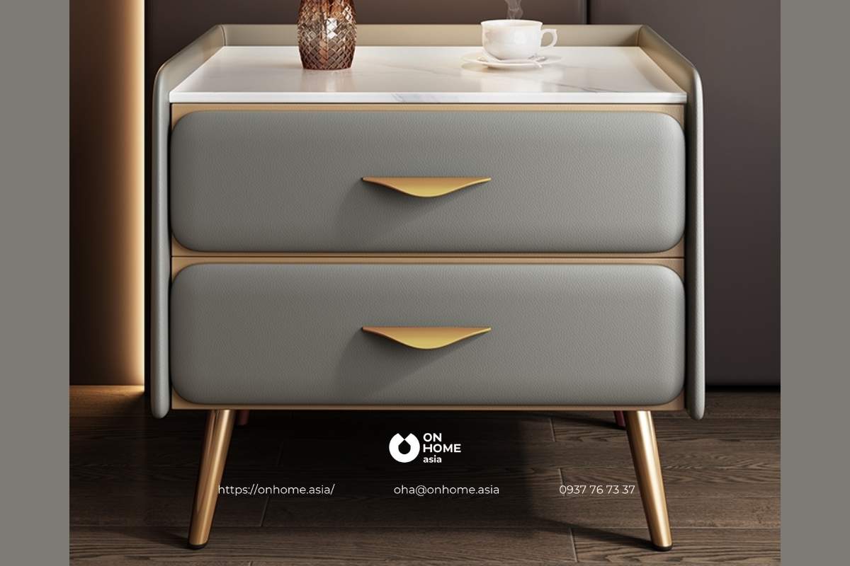 Tab đầu giường 2 ngăn màu xám đẹp