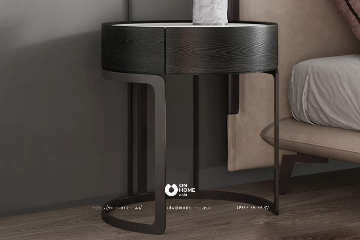Tab đầu giường hiện đại bằng gỗ công nghiệp màu đen đẹp