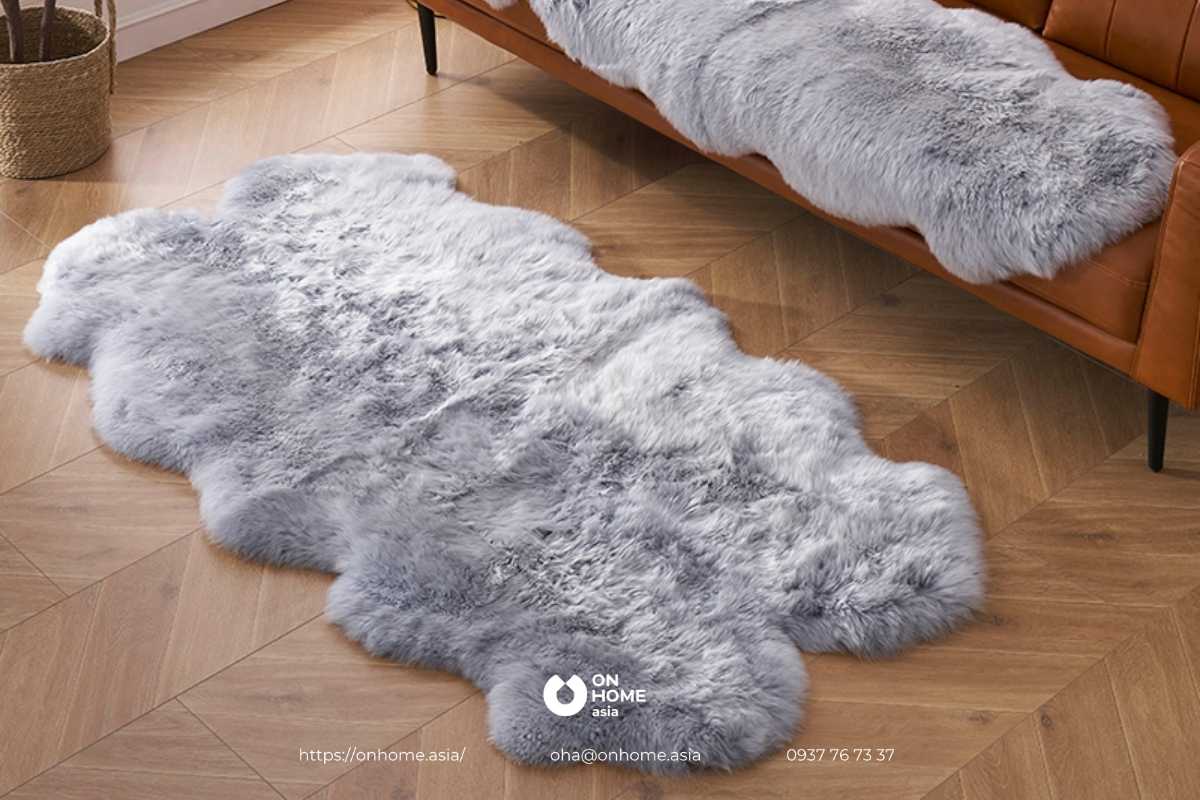 Thảm lông xù màu hồng
