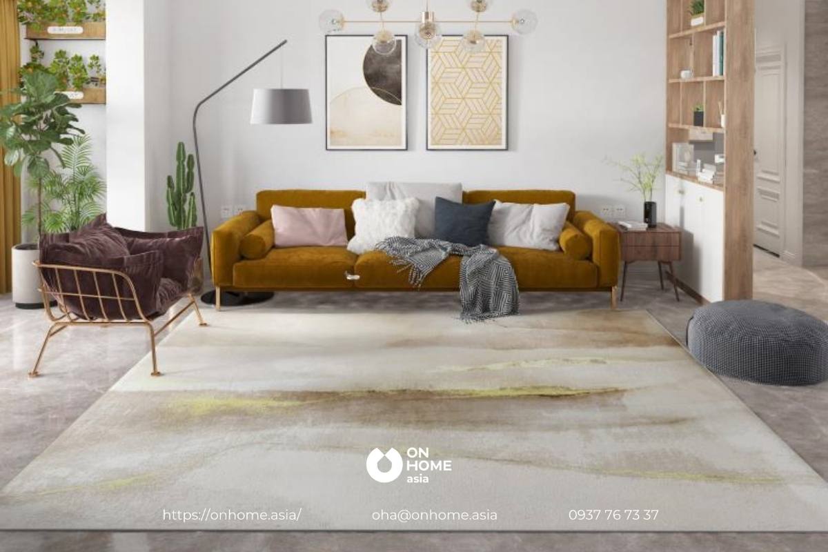 Thảm trải sàn phòng khách bằng nỉ đẹp