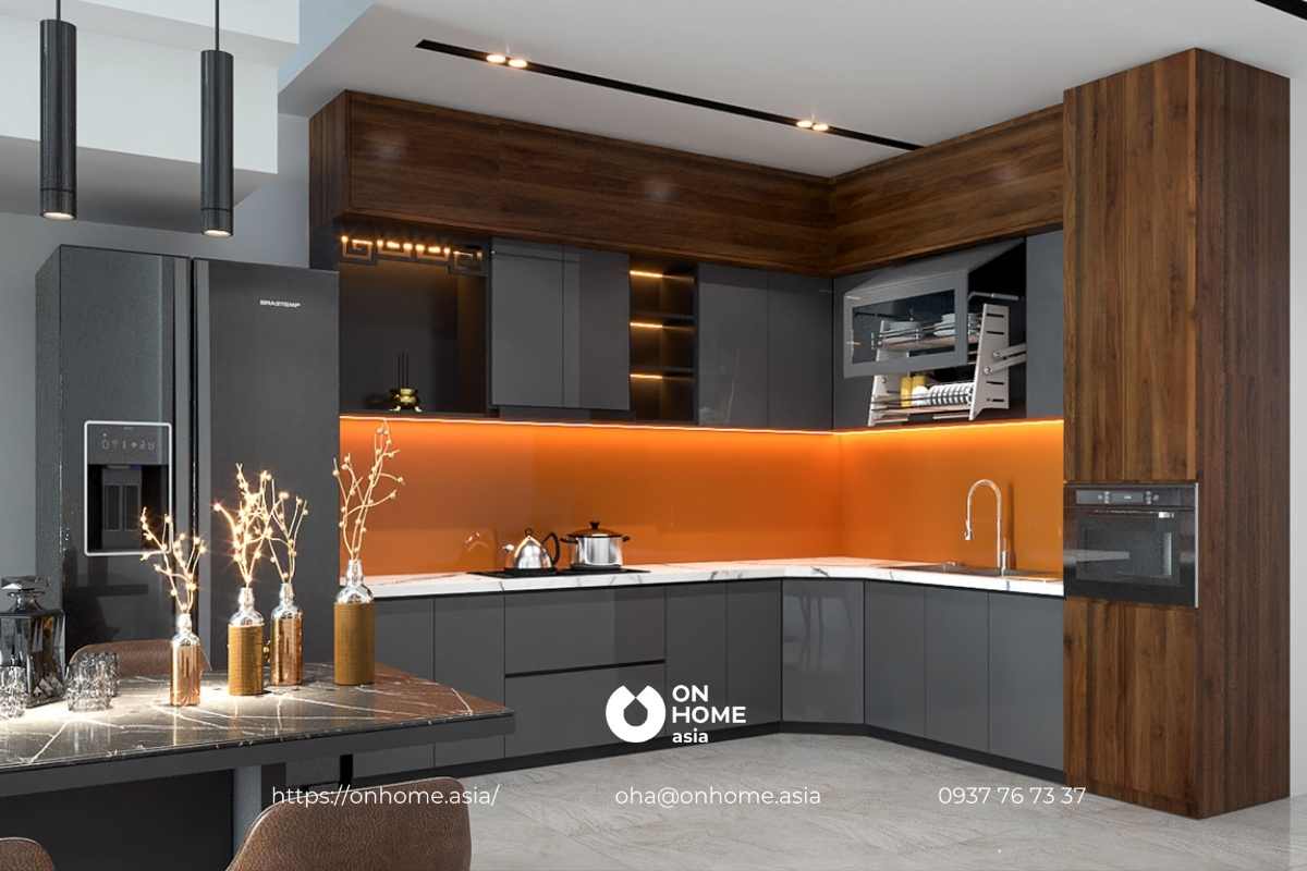 Thi công nội thất phòng bếp nhà phố hiện đại