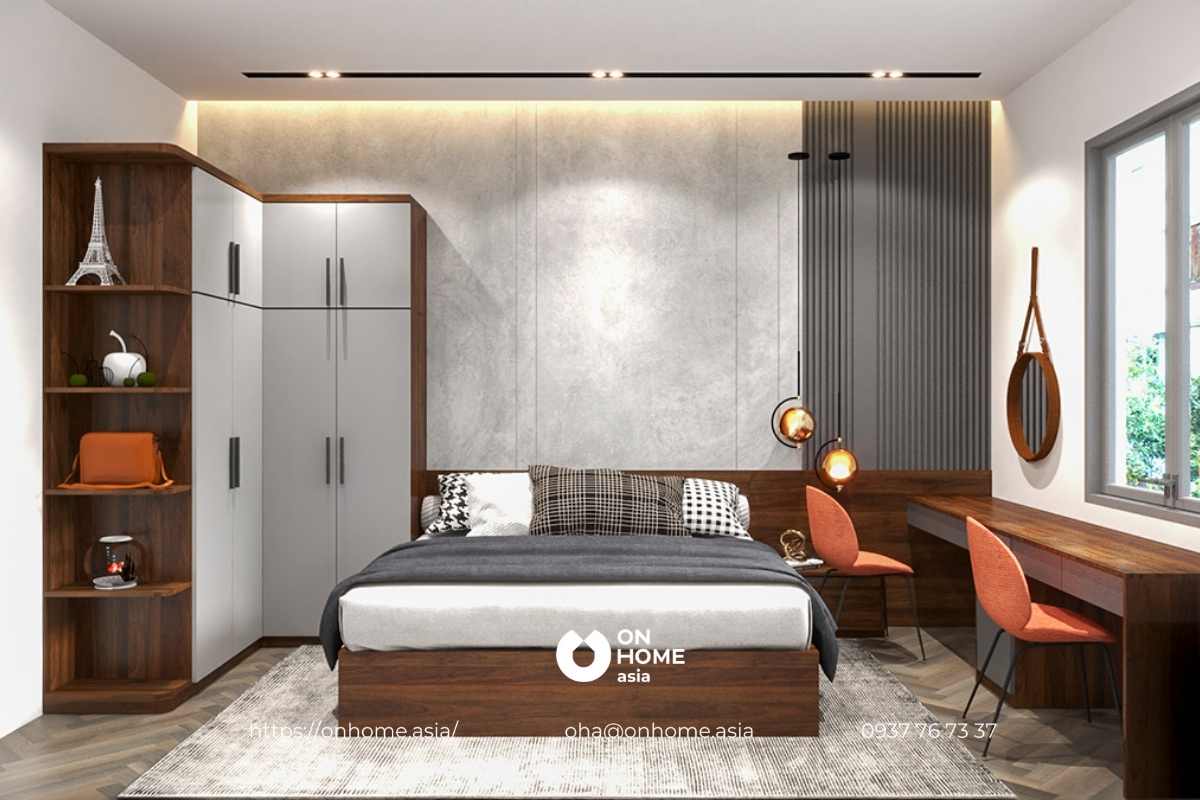 Thi công nội thất phòng ngủ nhà phố hiện đại
