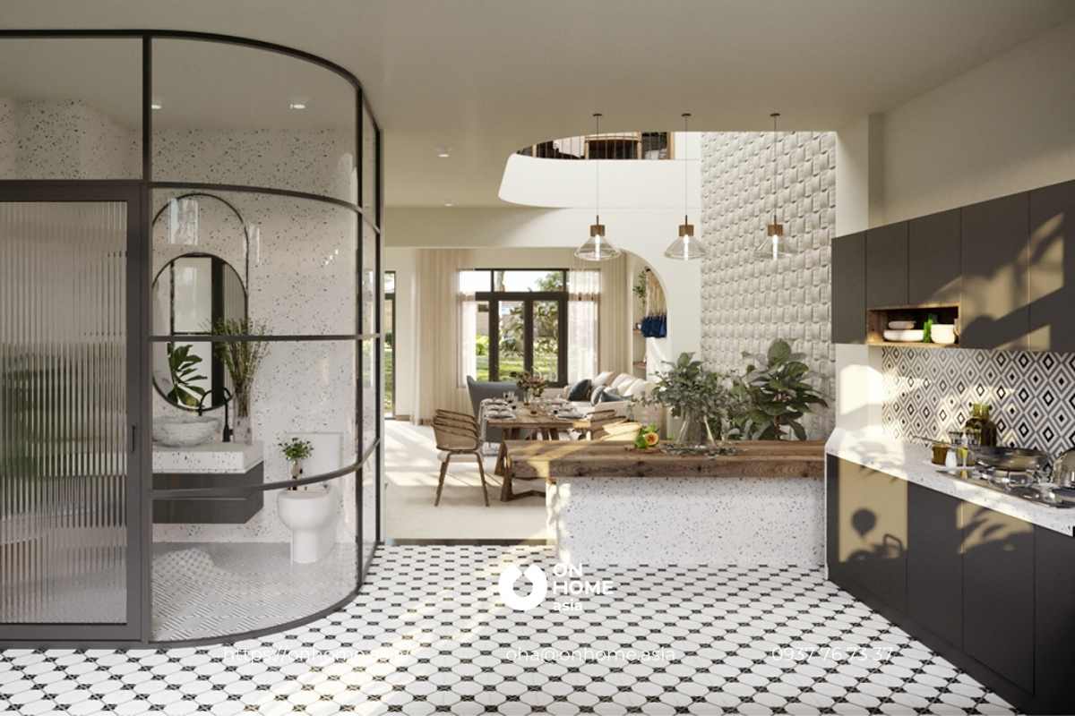 Phòng bếp nhà phố phong cách Địa Trung Hải