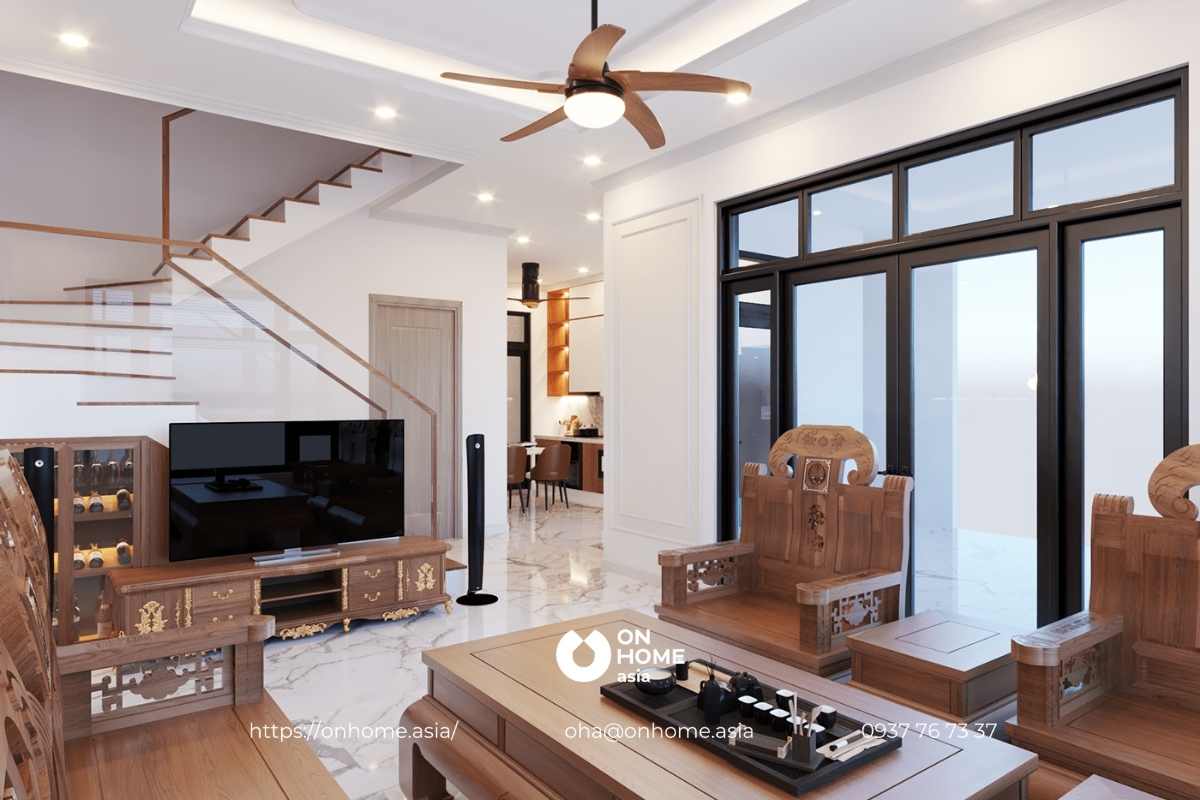 Thiết kế thi công nội thất nhà phố hiện đại kết hợp Tân Cổ Điển