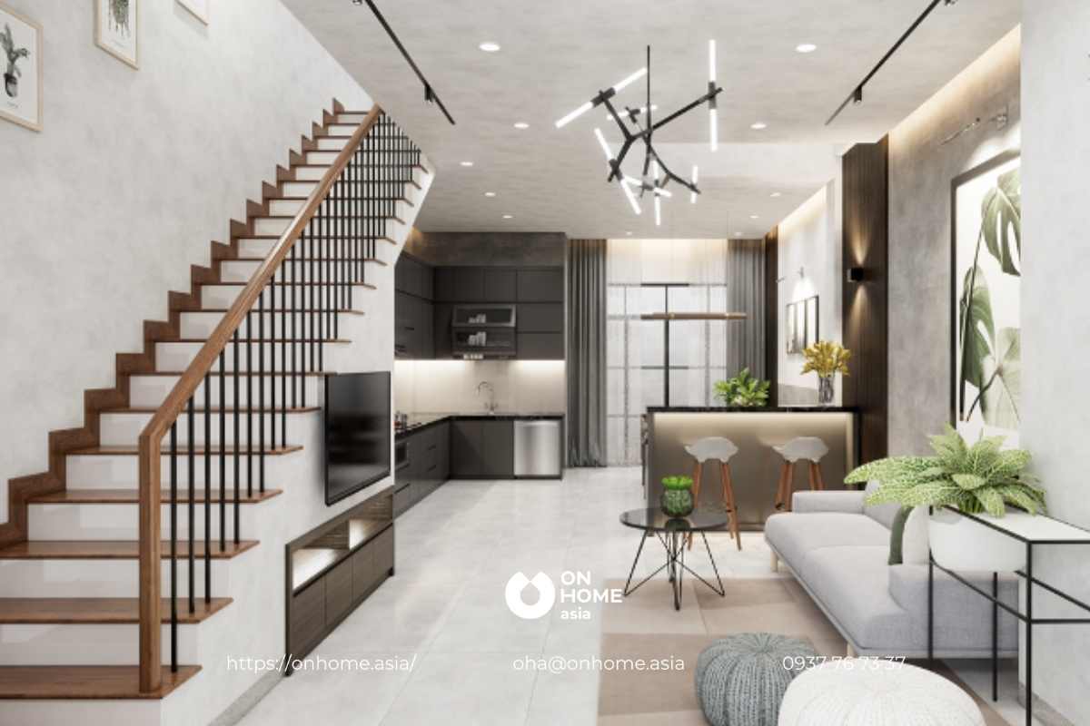 Thiết kế thi công nội thất nhà phố hiện đại, đơn giản