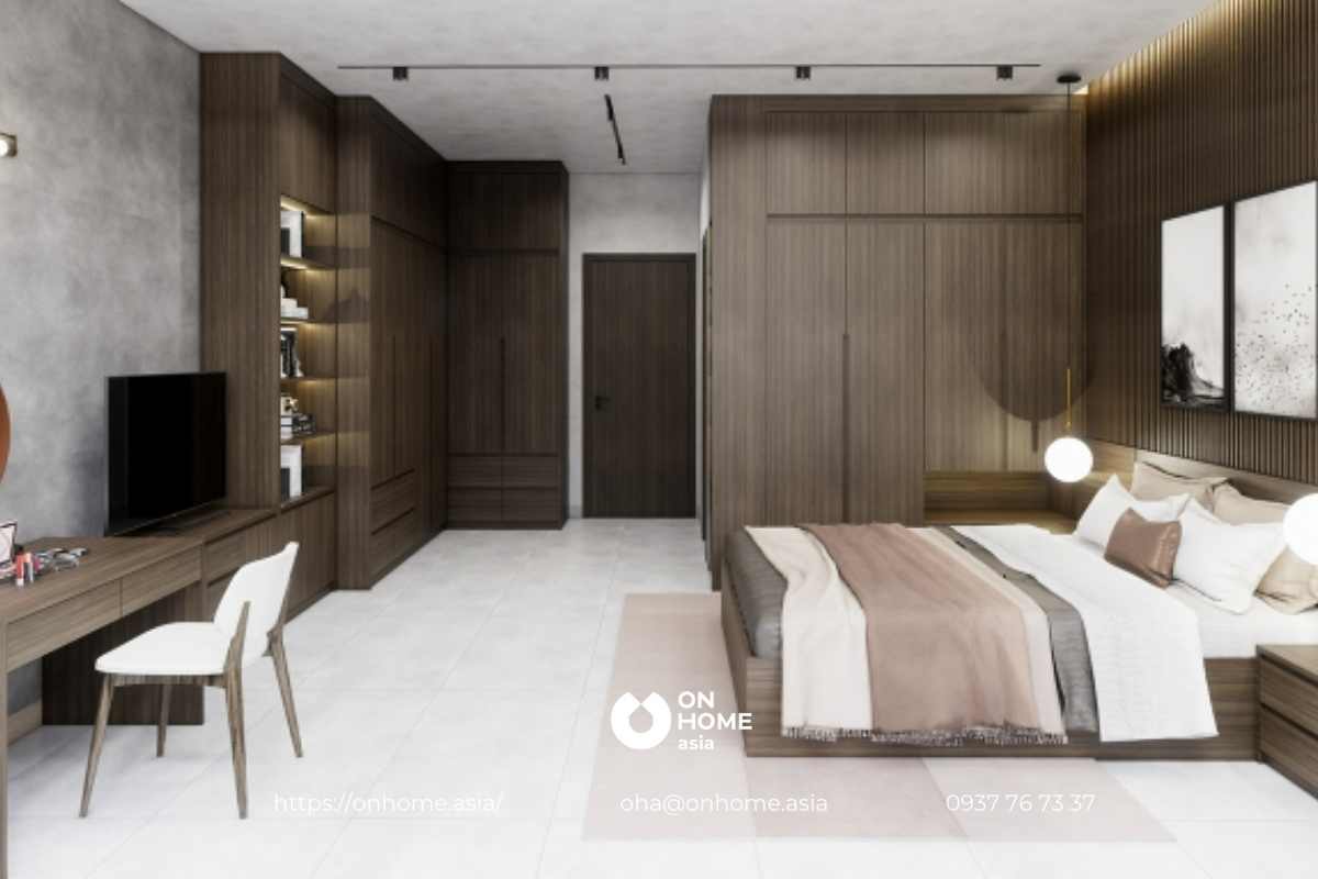 Nội thất phòng ngủ với gam màu trung tính cuốn hút