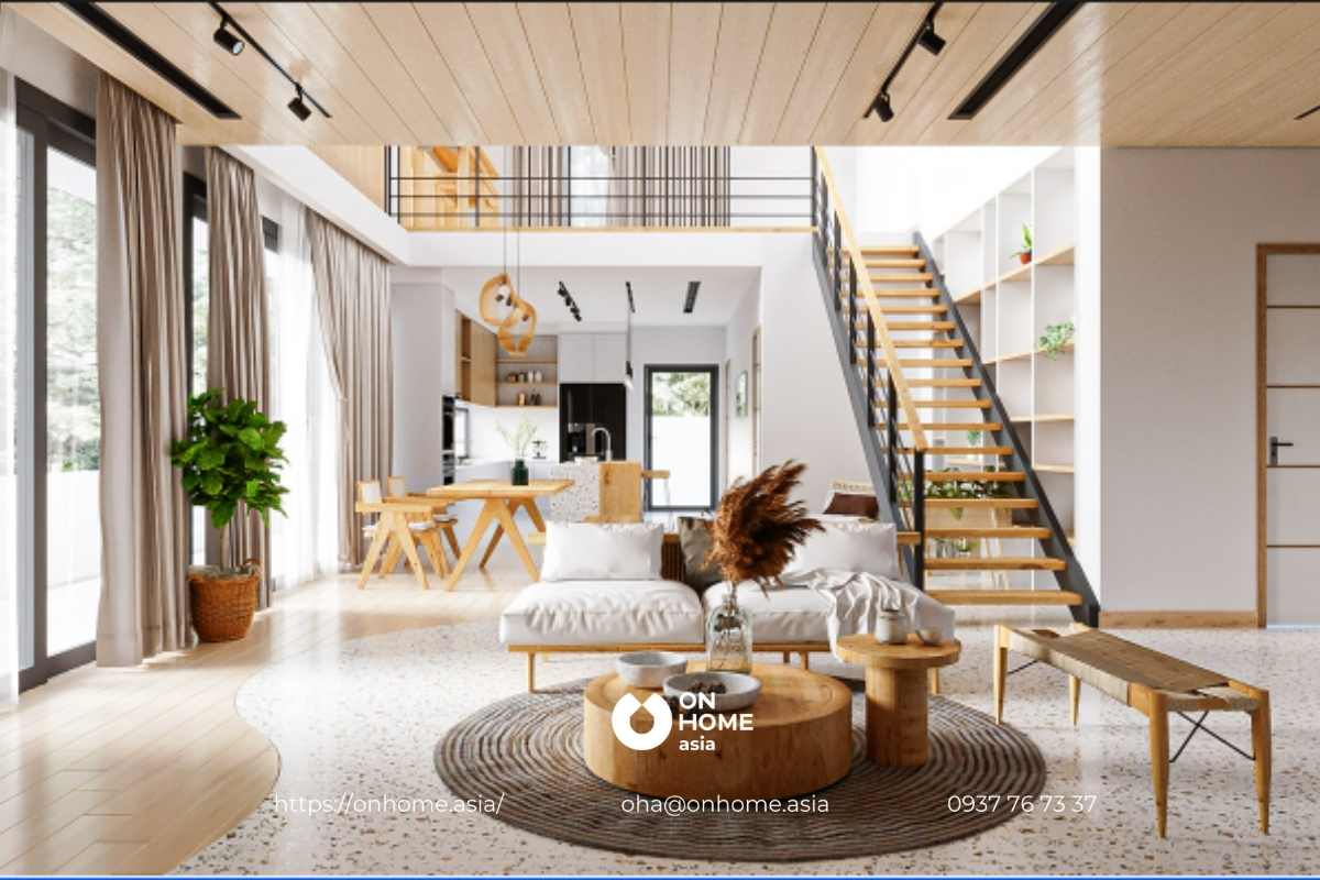 Mẫu thiết kế nội thất nhà phố phong cách Tropical đẹp