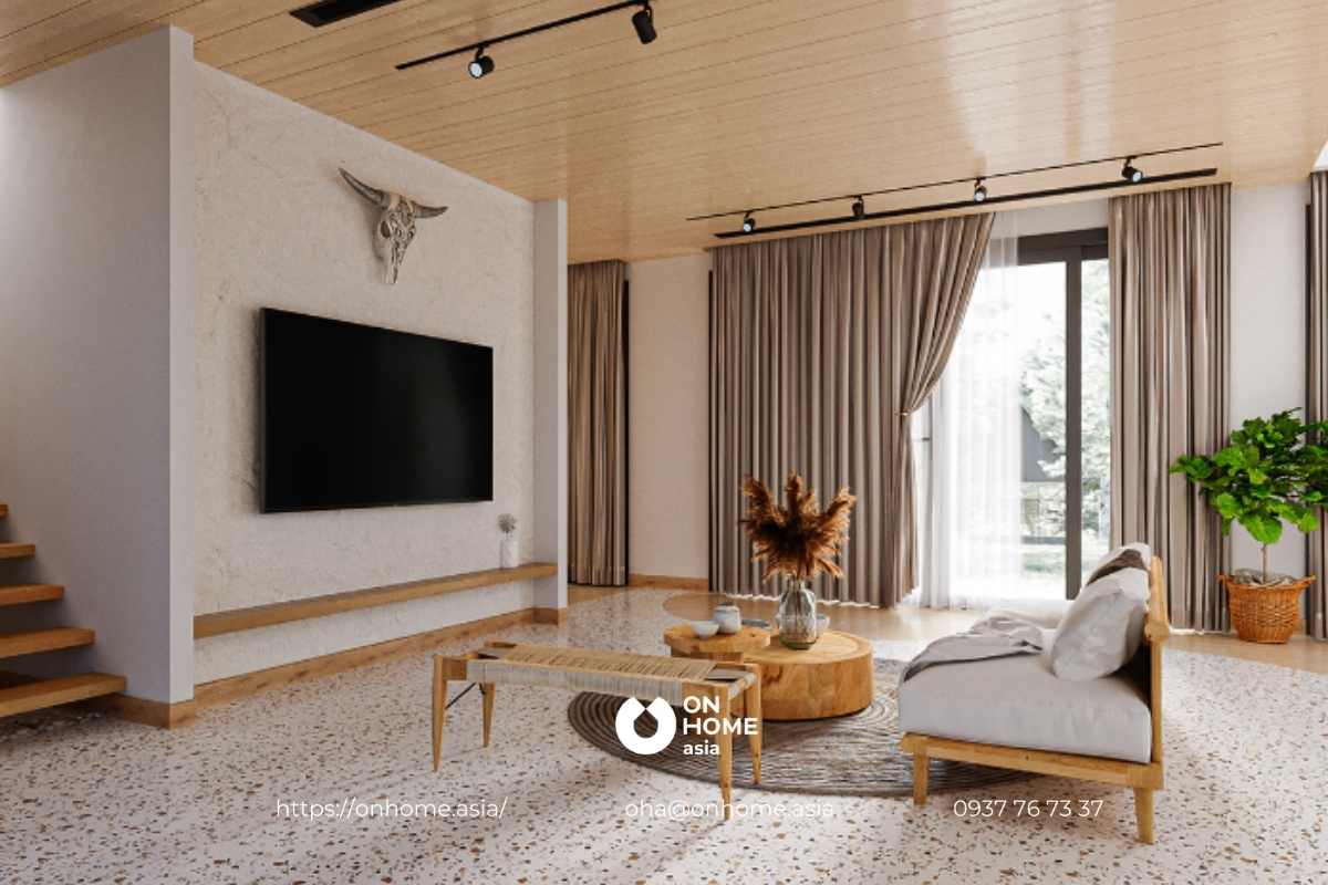 Nội thất phòng khách Tropical đơn giản