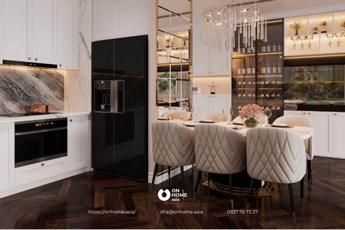 Không gian phòng bếp ấm cúng, sang trọng