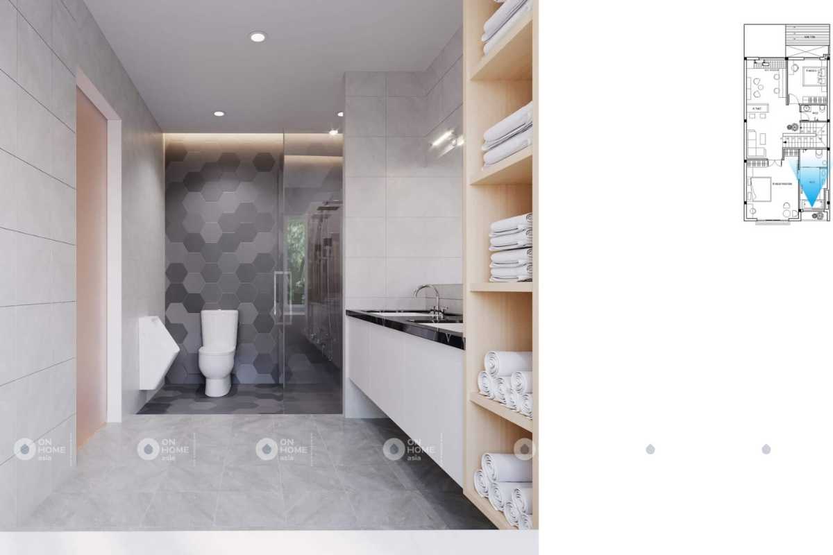 Toilet được thiết kế đơn giản, gọn gàng