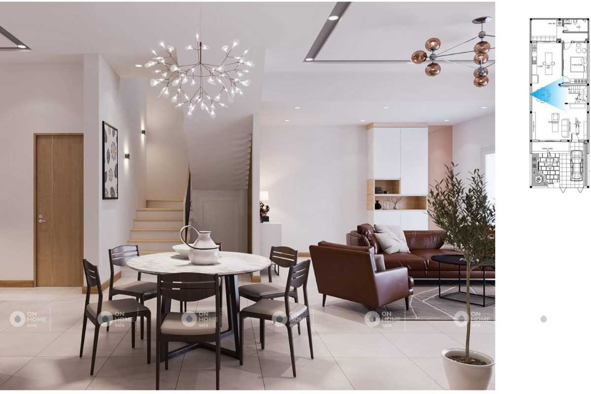 Khu vực bàn ăn tối giản nhưng sang trọng