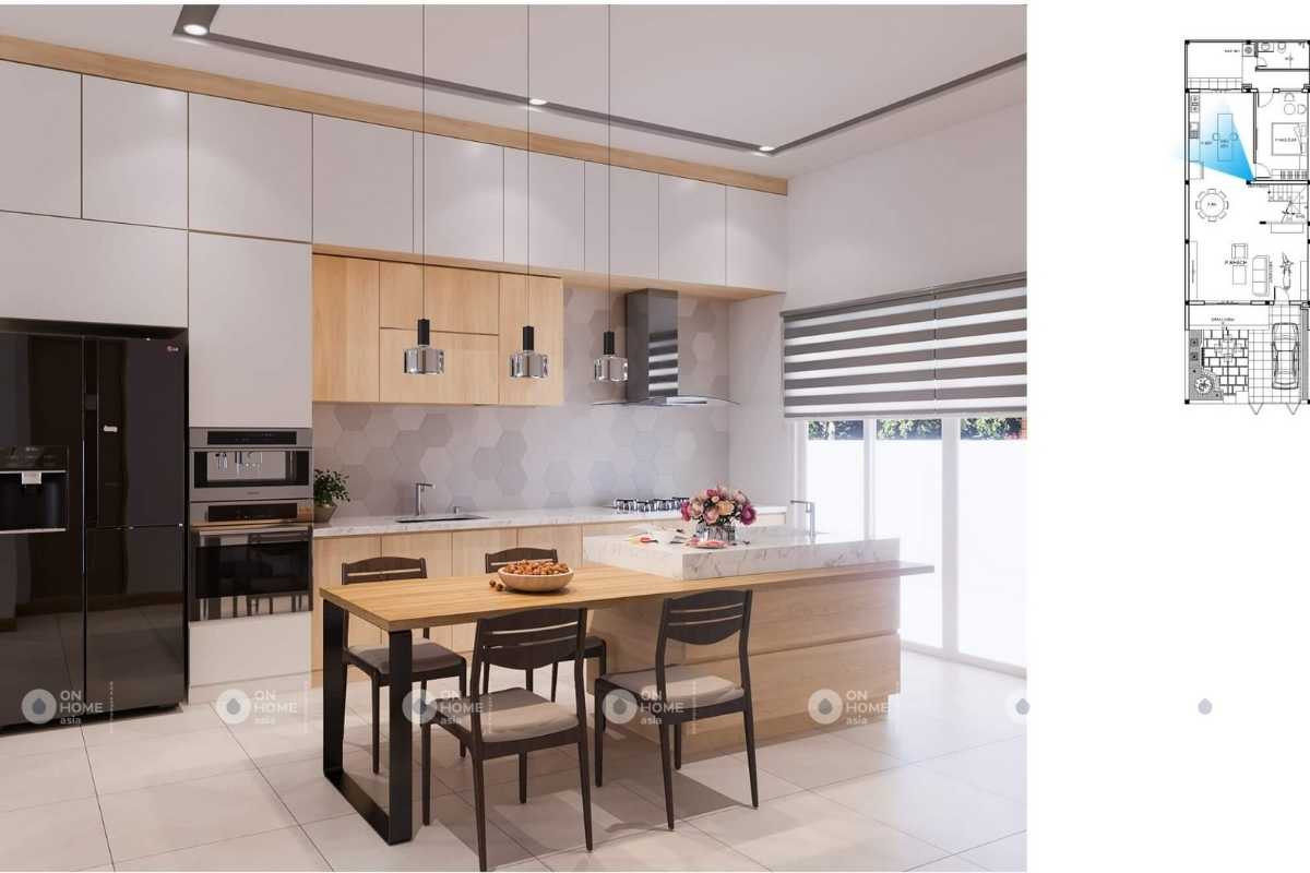 Khu vực bếp nấu sang trọng và tiện nghi với đầy đủ công năng