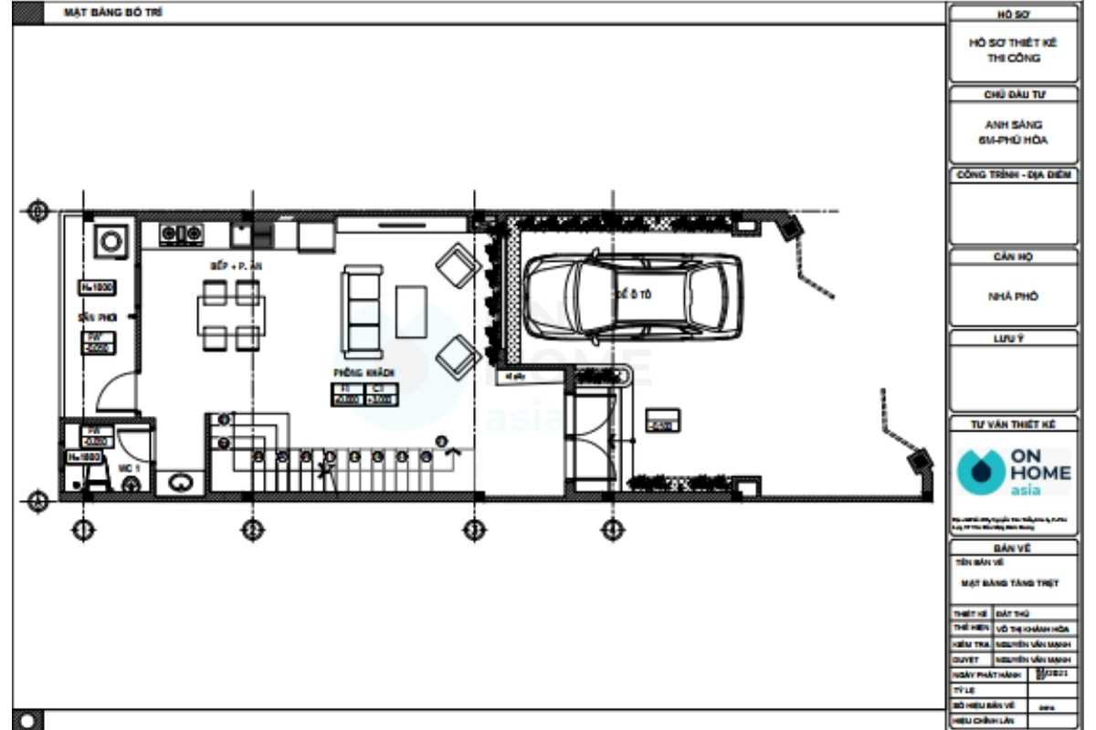 Mặt bằng bố trí tầng 1 nhà phố