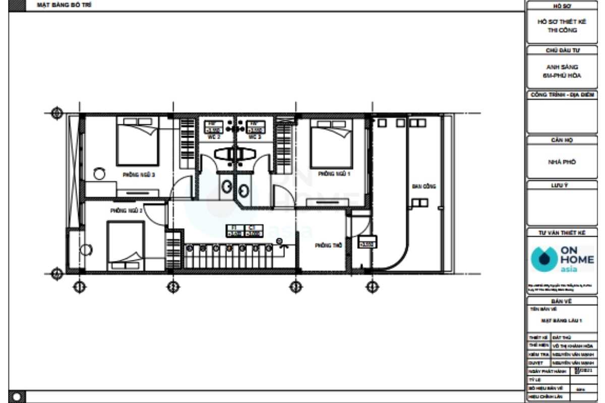Mặt bằng tầng 2 của nhà ống 2 tầng đẹp