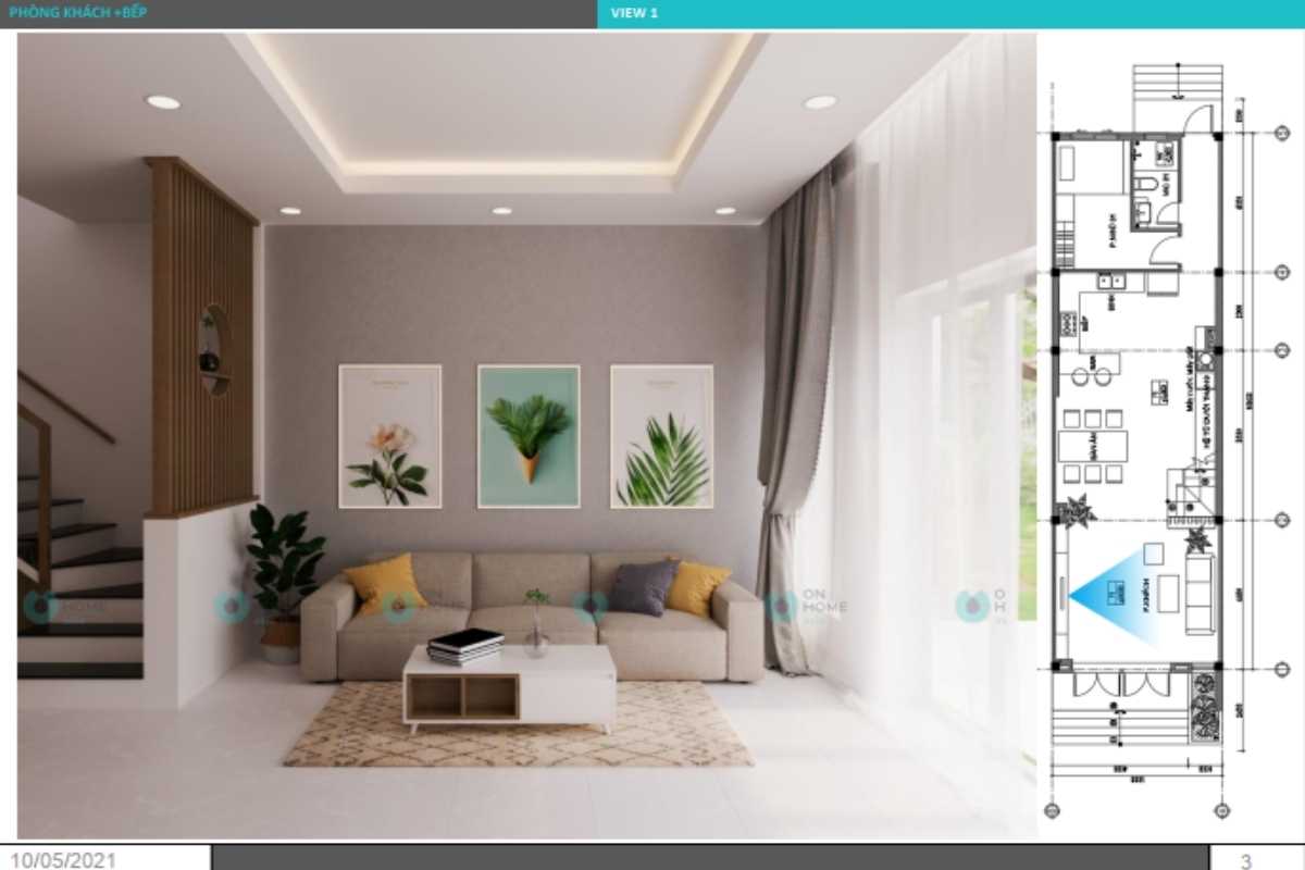 Thiết kế nội thất phòng khách nhà phố đơn giản