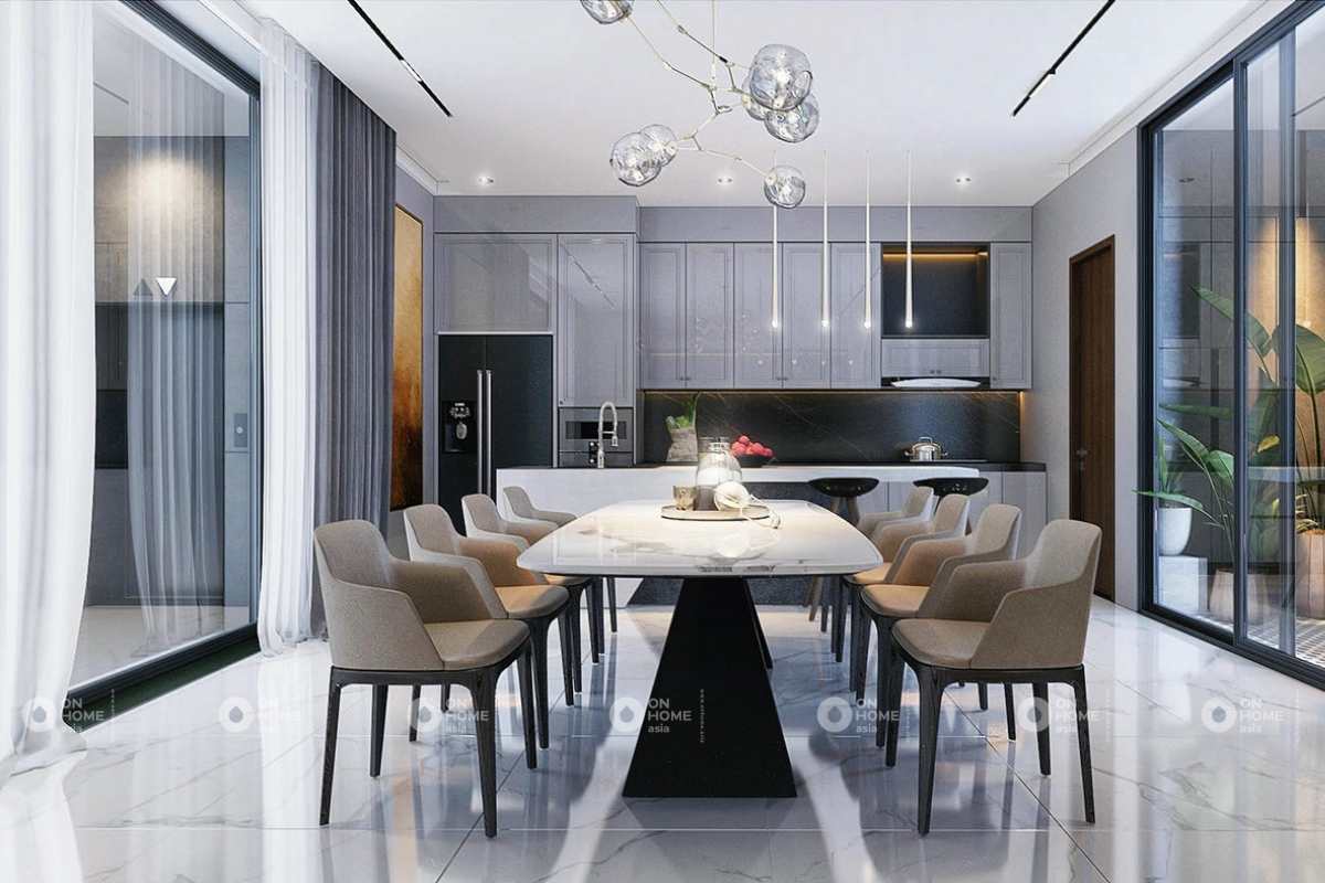 Thiết kế nội thất phòng bếp nhà cấp 4 sang trọng