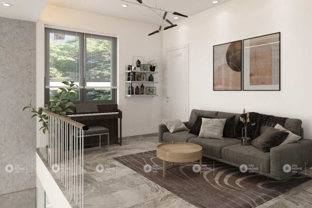 Thiết kế phòng khách nhỏ trên gác lửng nhà cấp 4