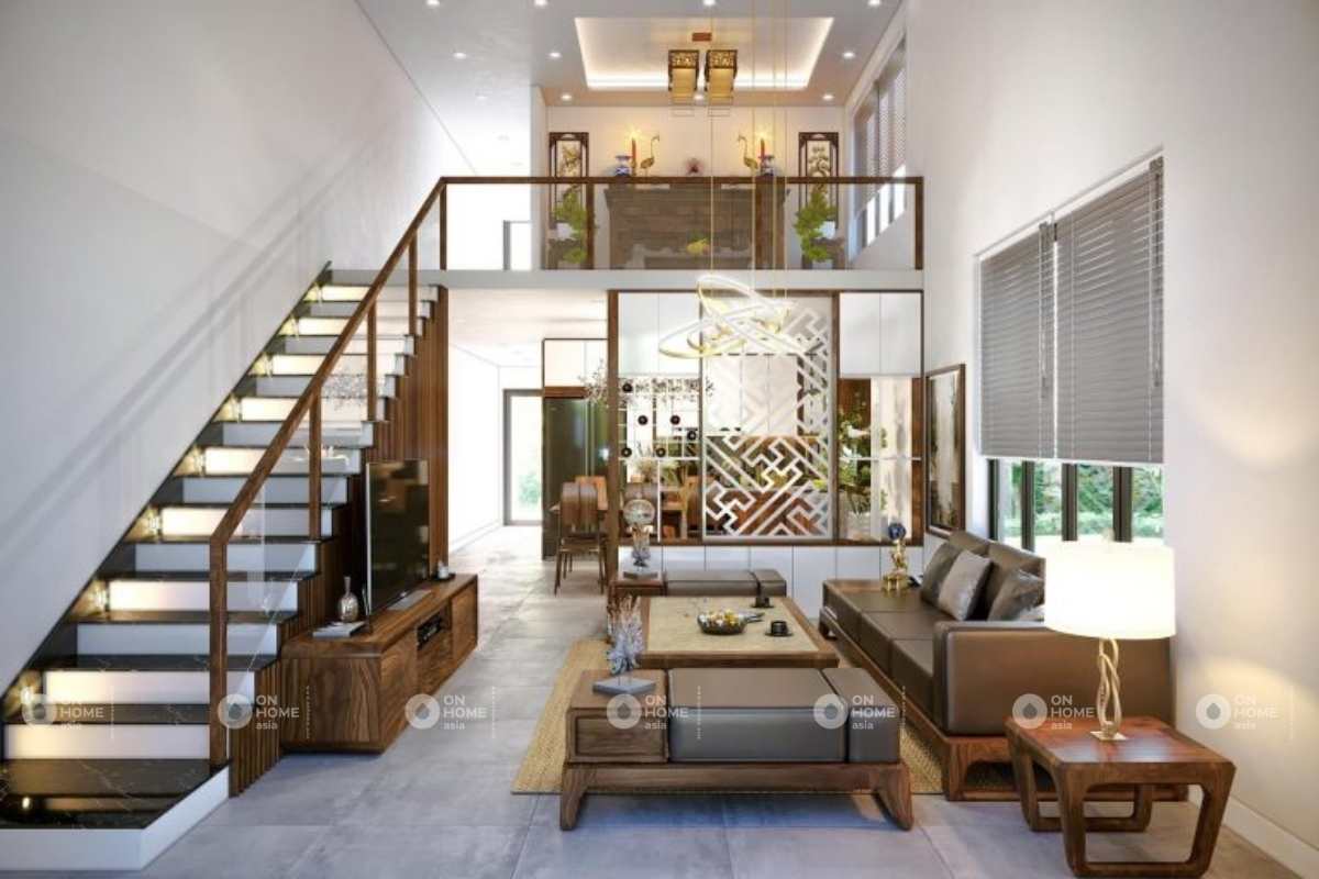 Nội thất phòng khách nhà cấp 4 sang trọng&nbsp;