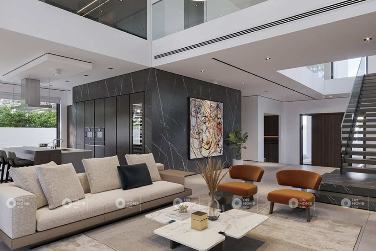 Phòng khách nhà phố hiện đại và sang trọng&nbsp;