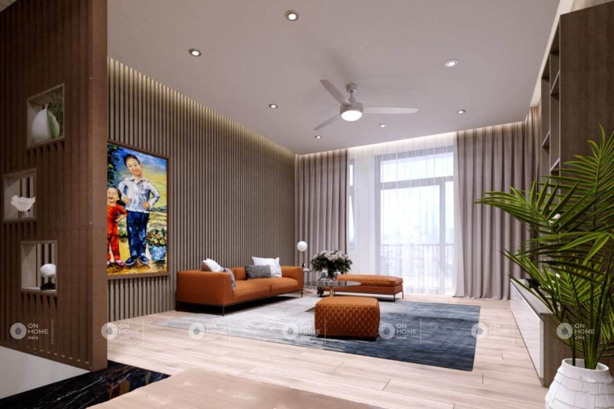 Bộ sofa da màu nâu sang trọng