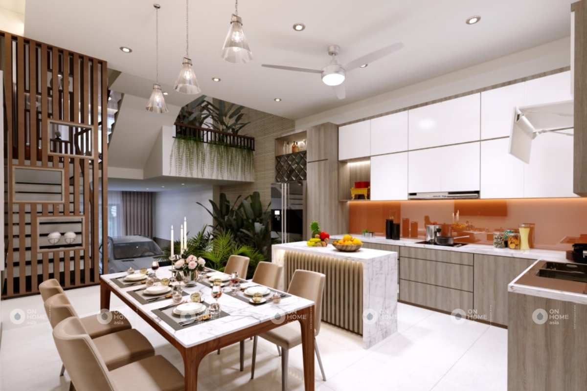 Nội thất phòng bếp được bố trí hài hòa