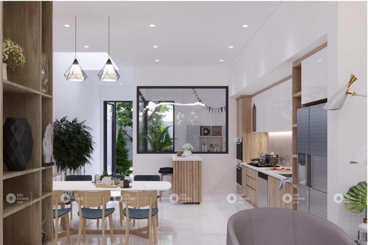 phòng bếp nhà phố hiện đại tích hợp đa chức năng