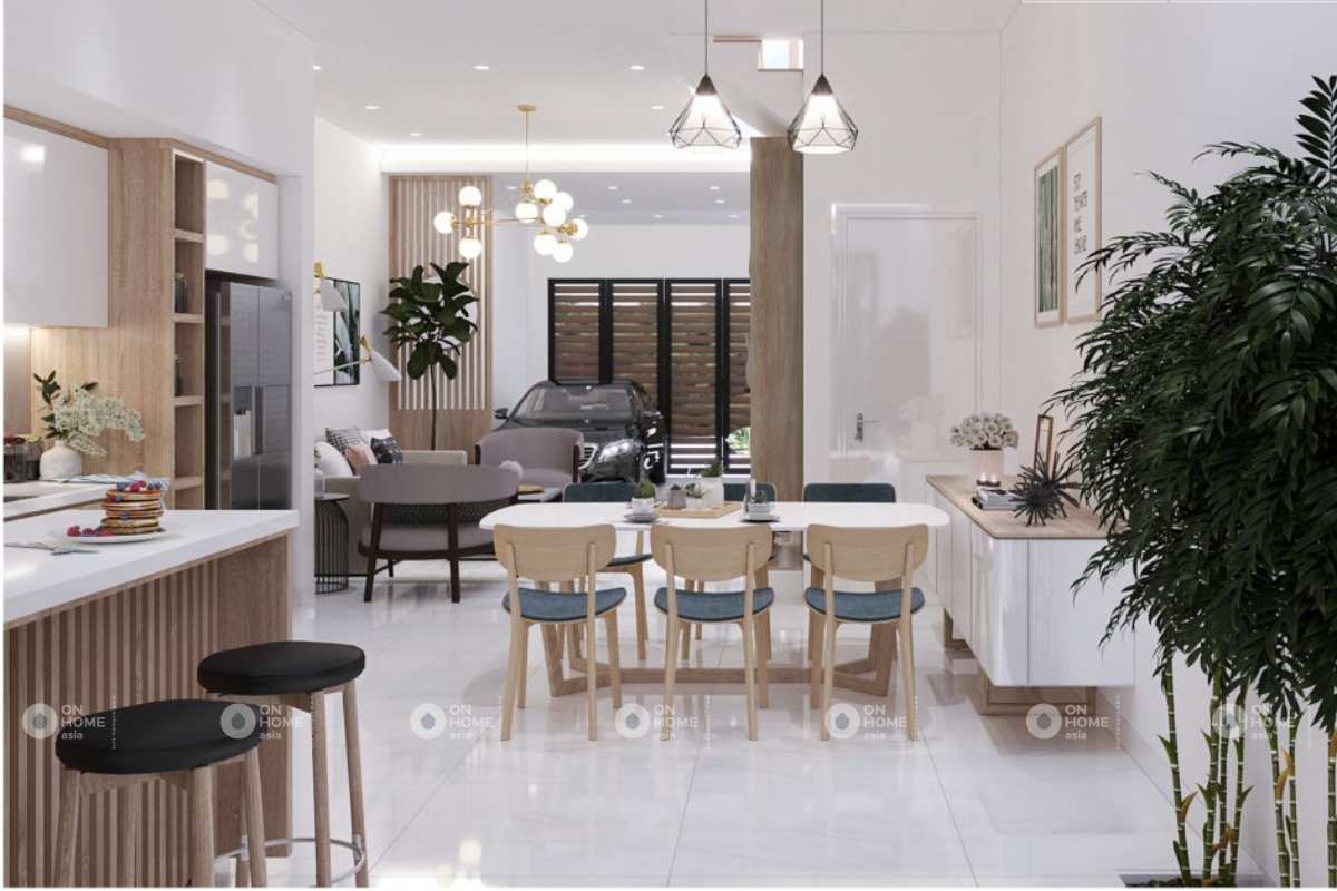 Nội thất phòng bếp được thiết kế hiện đại và đơn giản