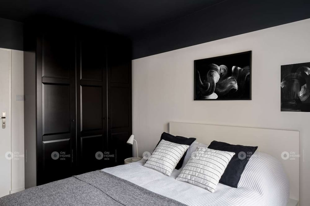 Nội thất phòng ngủ với 2 màu đen - trắng