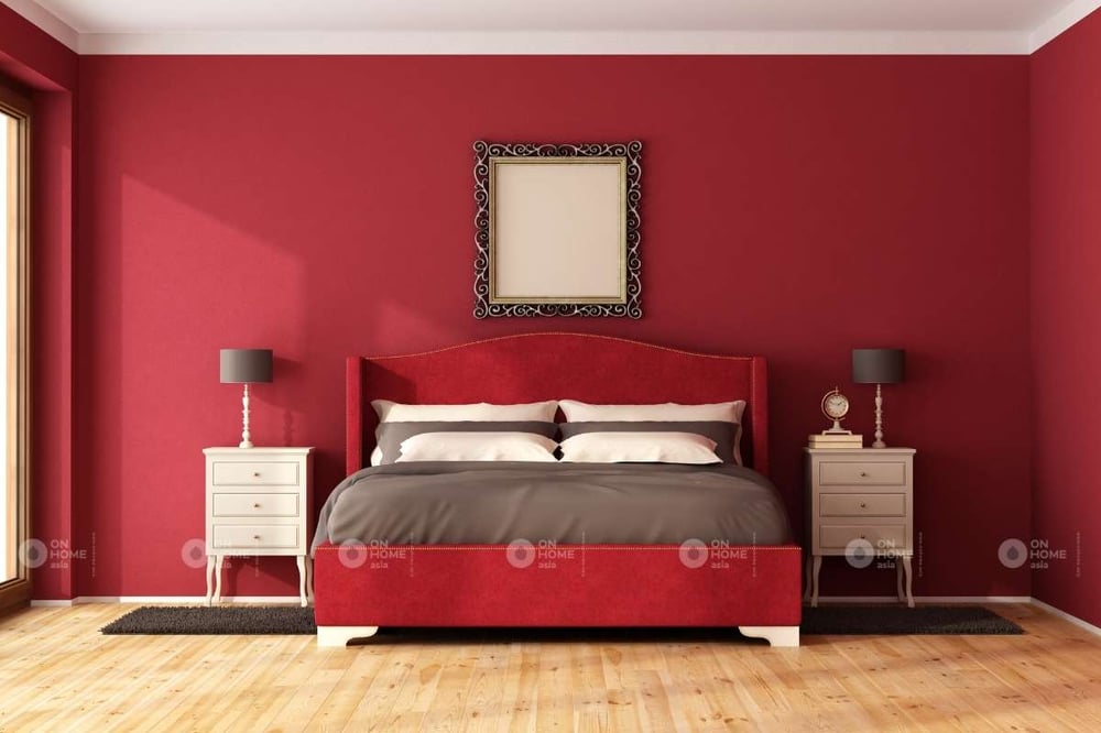 Sử dụng gam mày đỏ cho phòng ngủ hiện đại