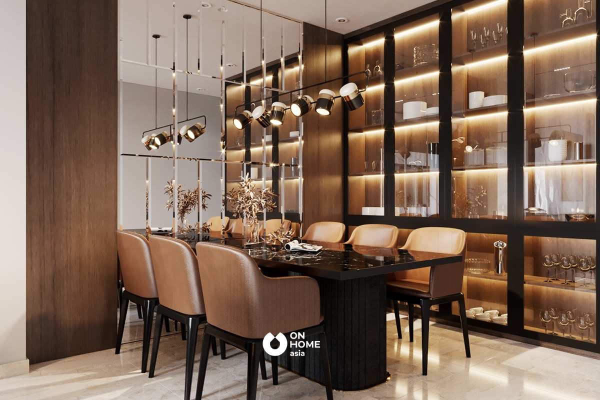 Thiết kế bàn ăn ngay cạnh khu vực nhà bếp