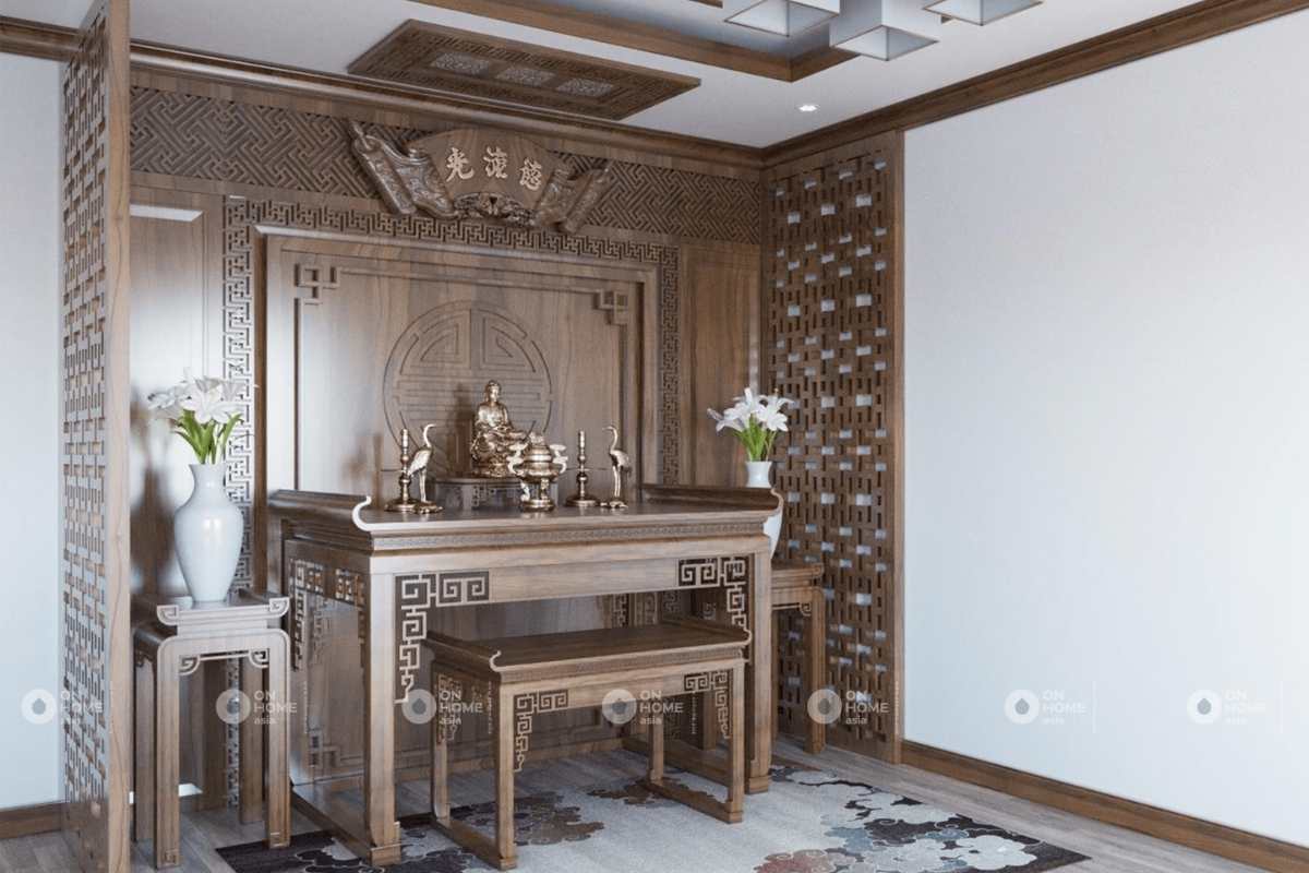 Không gian phòng thờ nhà phố 4 tầng