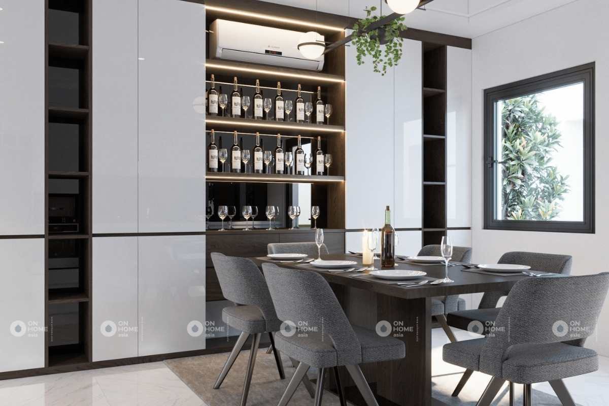 Tủ rượu nhà phố sang chảnh