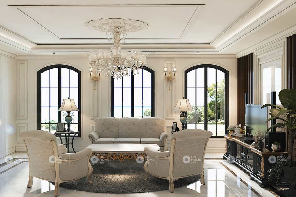 Thiết kế nội thất nhà 4 tầng phong cách tân cổ điển