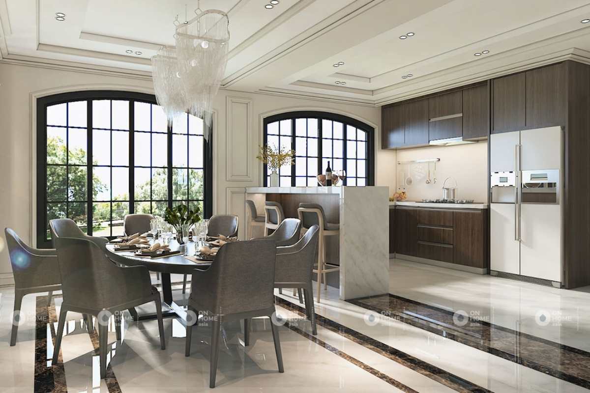 Phòng bếp nhà phố tân cổ điển