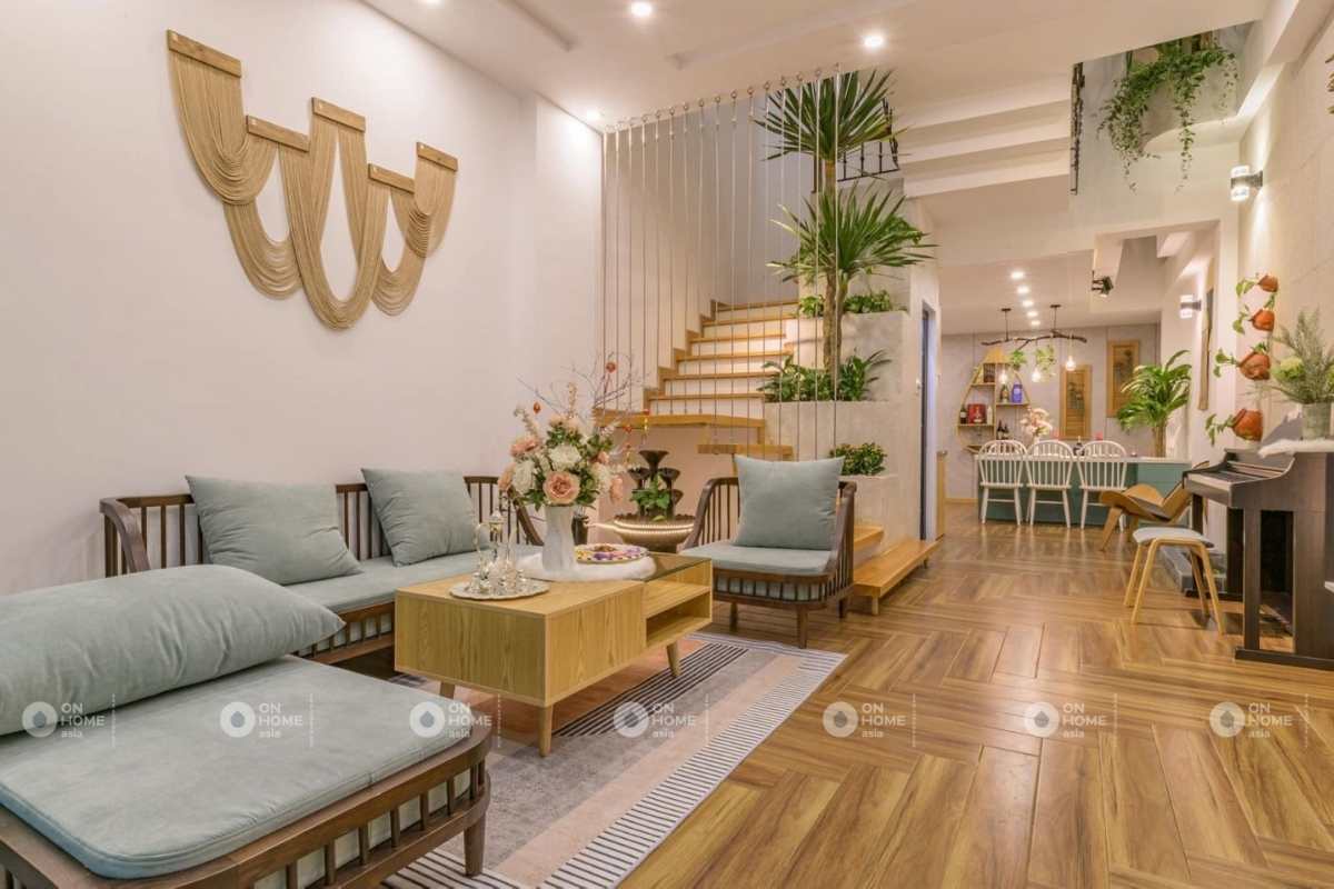 Thiết kế nội thất nhà 4 tầng phong cách đồng quê