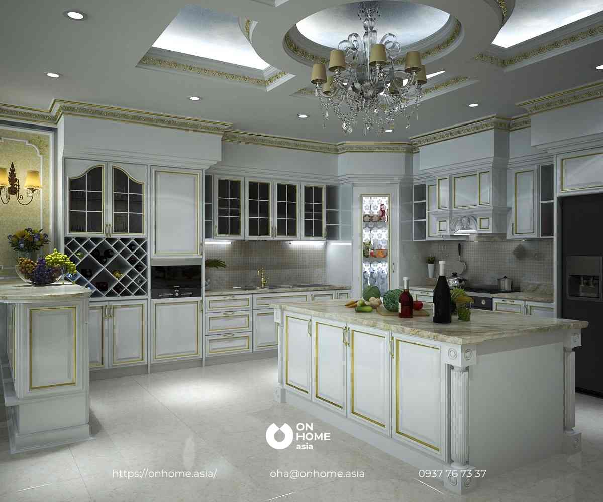 Mẫu trần thạch cao phòng bếp đẹp, sang trọng