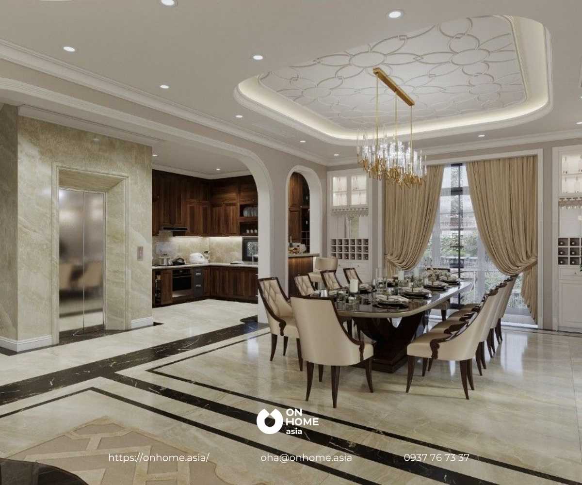 Mẫu trần thạch cao phòng bếp biệt thự đẹp