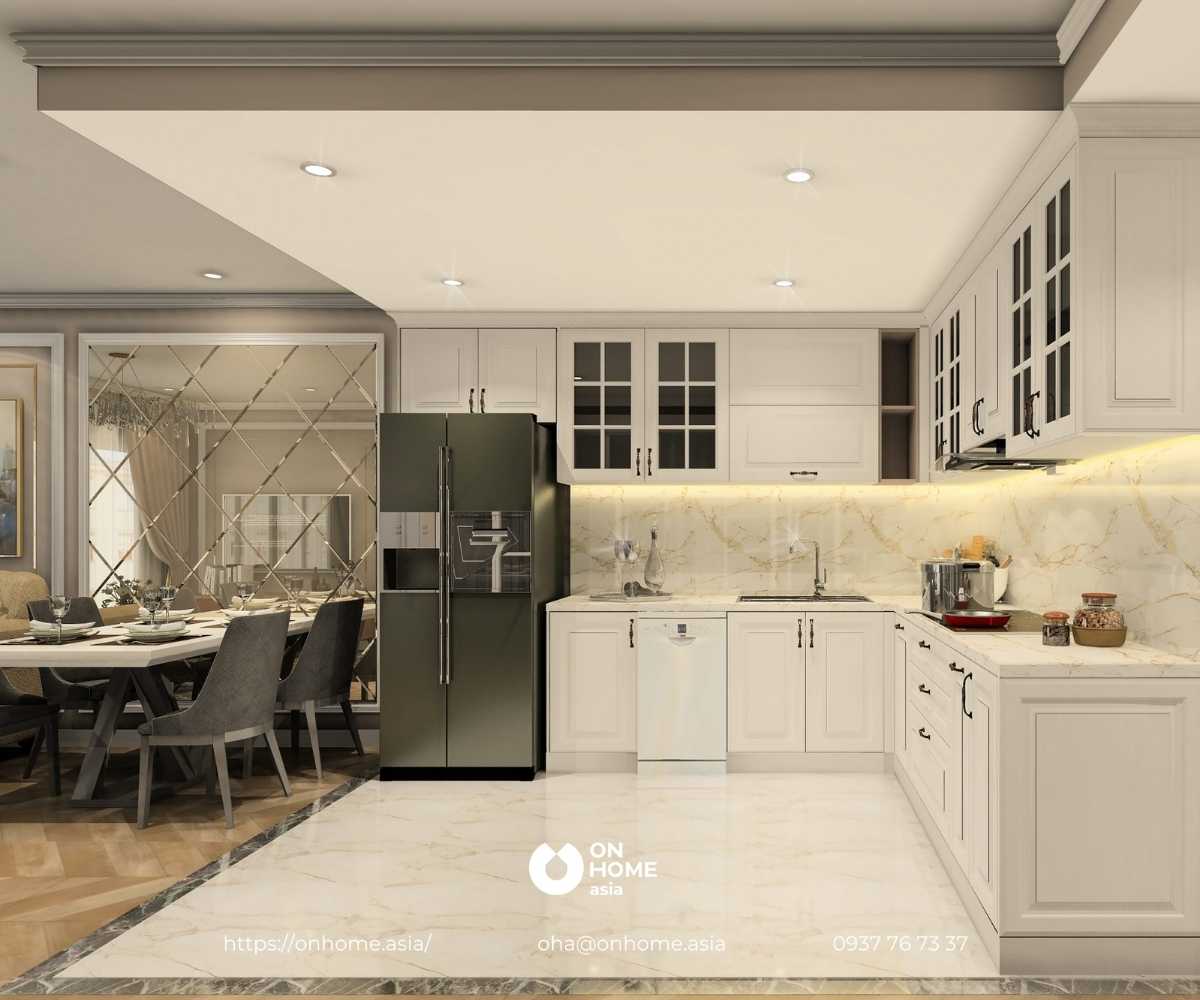 Trần thạch cao phòng bếp biệt thự cao cấp