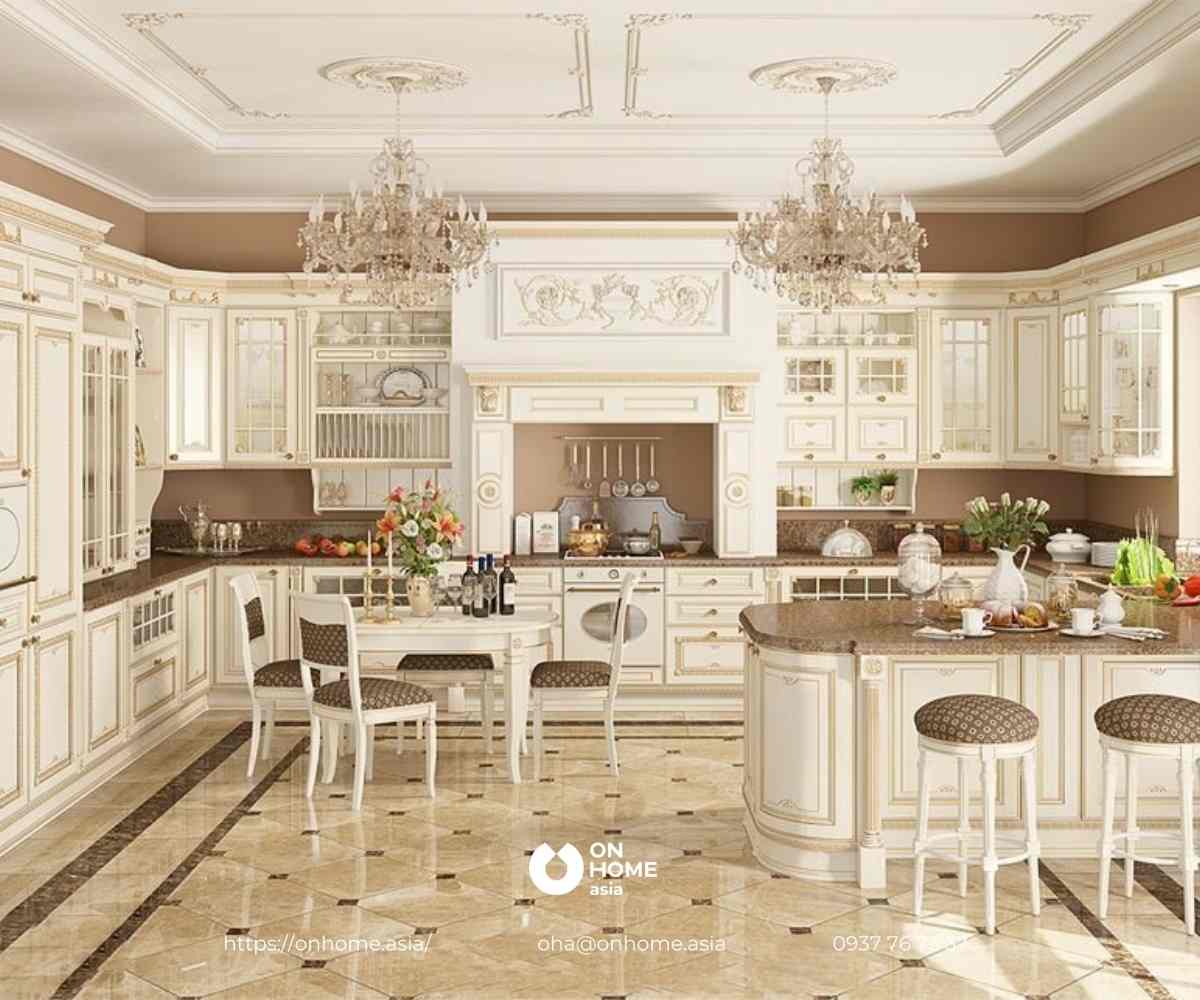 Trần thạch cao phòng bếp đẹp