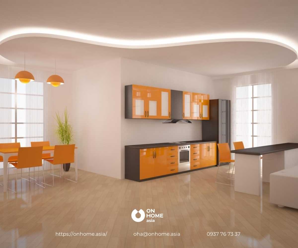 Trần thạch cao phòng bếp giật cấp đẹp