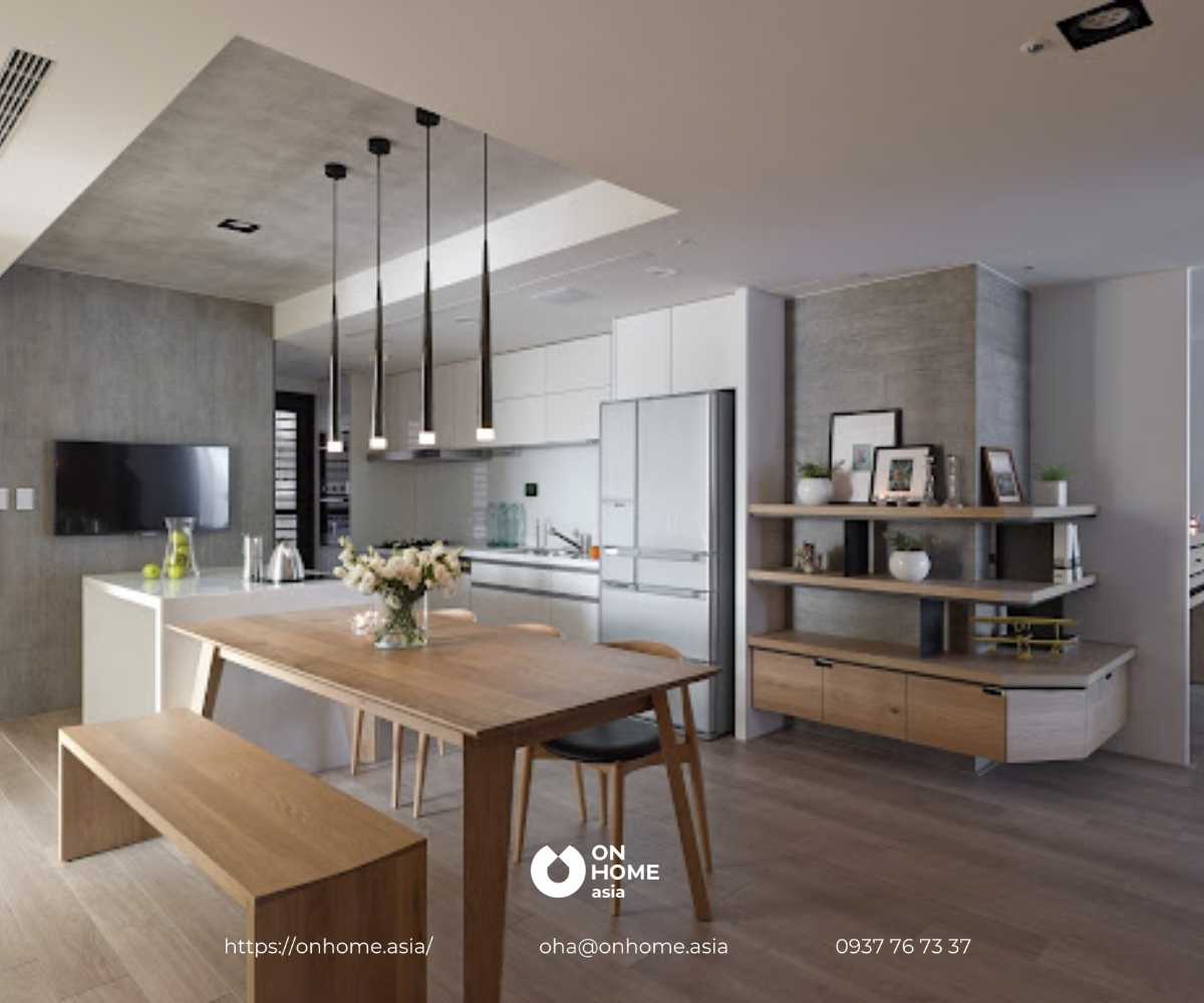 Mẫu trần thạch cao phòng bếp căn hộ chung cư đẹp