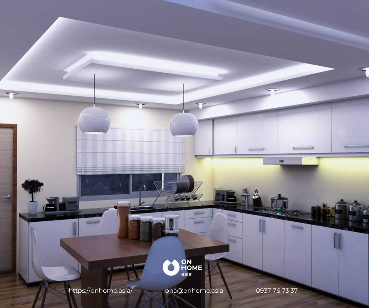 Mẫu trần thach cao phòng bếp giật cấp đẹp