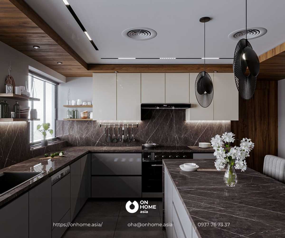 Mẫu&nbsp;trần thạch cao phòng bếp&nbsp;nhỏ