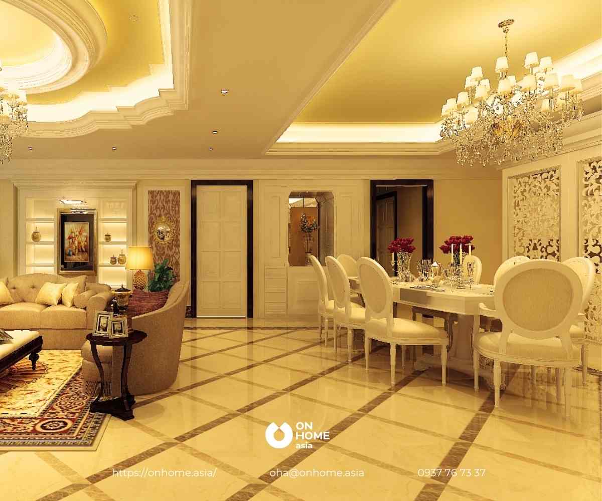 Mẫu trần thạch cao phòng bếp sang trọng