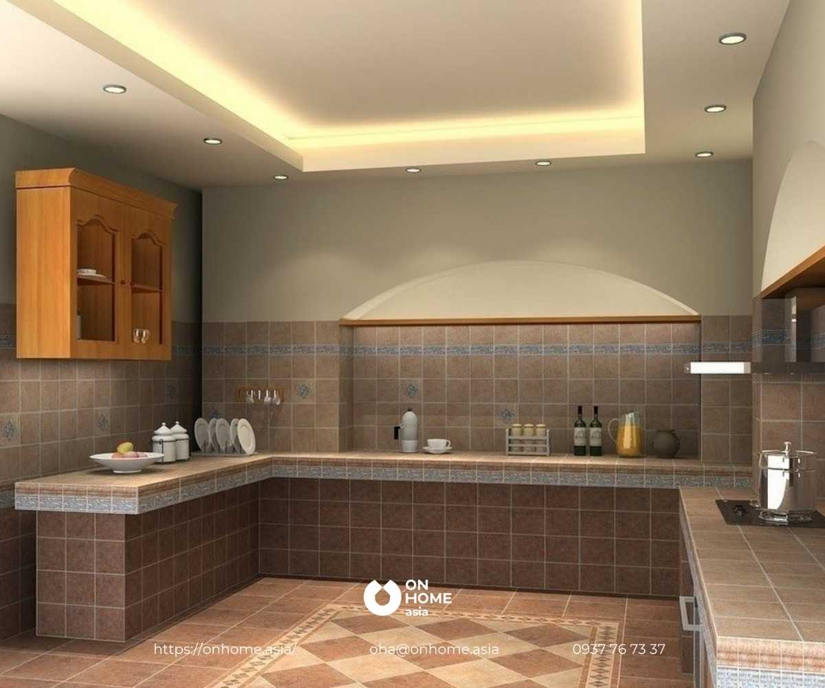 Mẫu trần thạch cao phòng bếp đơn giản