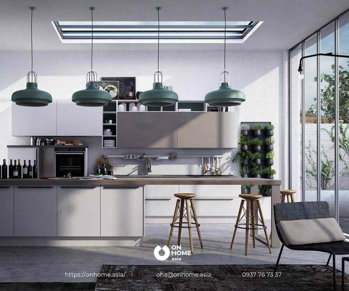 Trần thạch cao phòng bếp giật cấp đẹp mắt