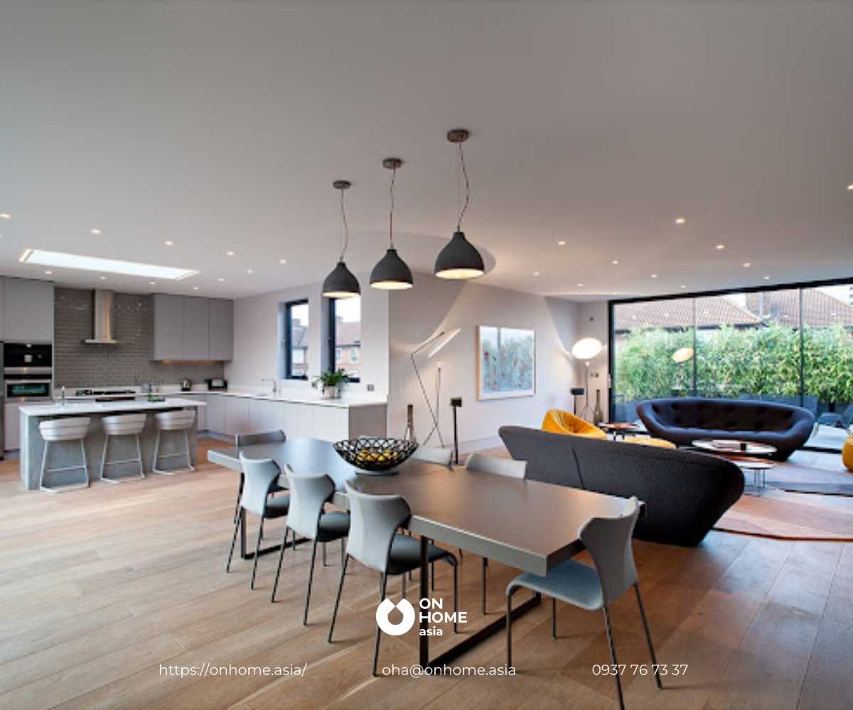 Trần thạch cao phòng bếp đơn giản